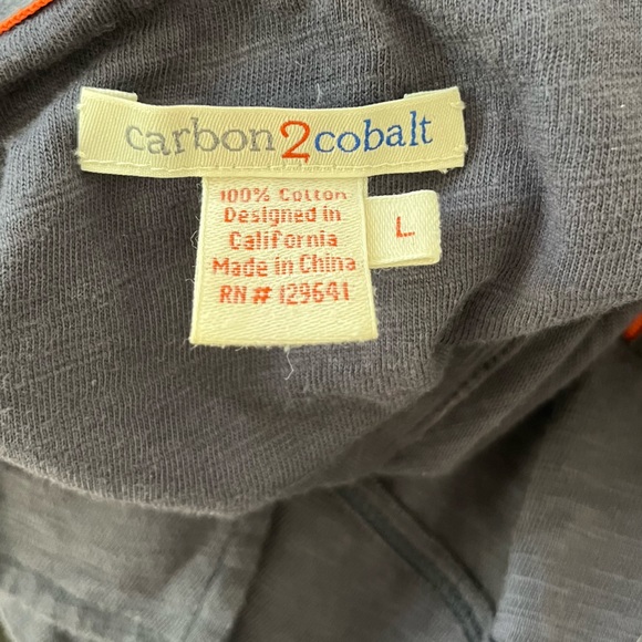 Carbon 2 Cobalt Navy Blue w Orange Details Polo Mens 100% Cotton Large - Picture 2 of 8